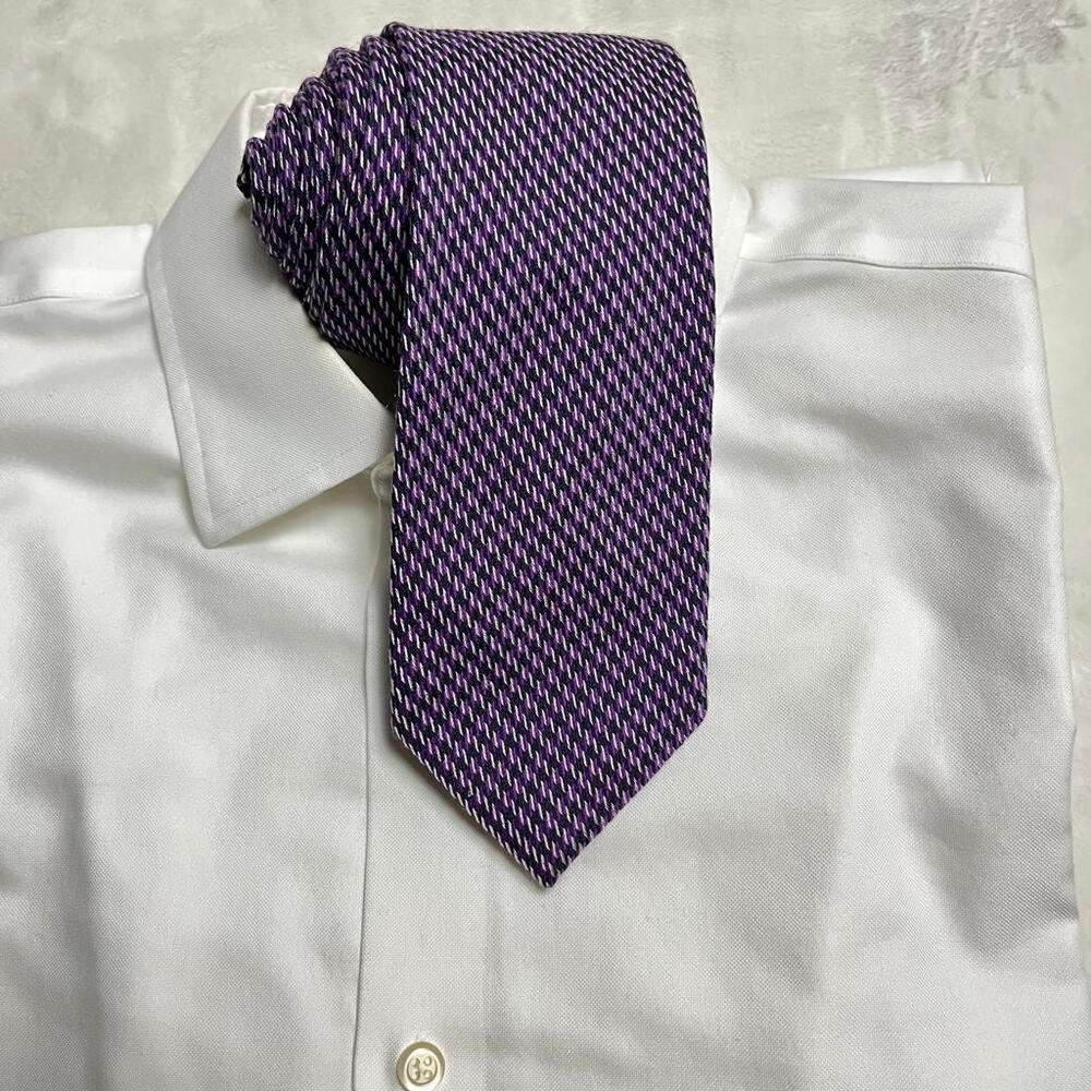 Robert Talbott Tie Best of Class Purple Black Wool Silk Made in USA Royal